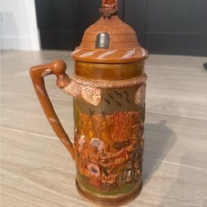 Rustic Brown Ceramic Beer Stein